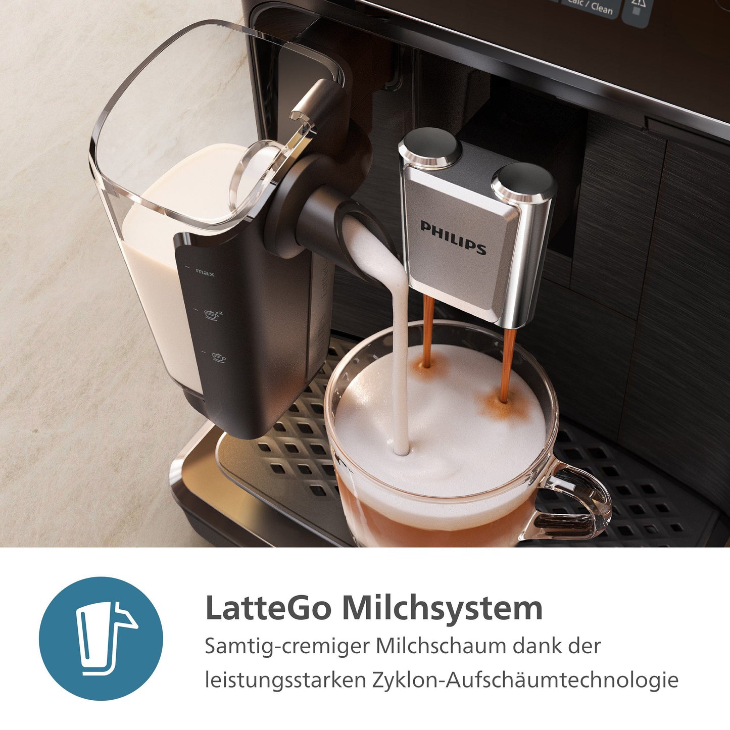 EP2333/40 Kaffeevollautomat 2300 Series 4 Kaffeespezialitäten, mit LatteGo-Milchsystem, Schwarz verchromt